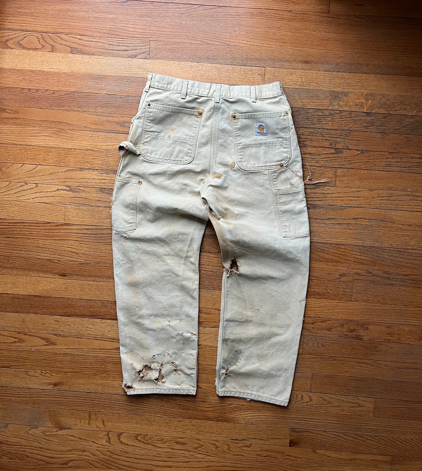 Faded Brown Carhartt Double Knee Pants - 32 x 28