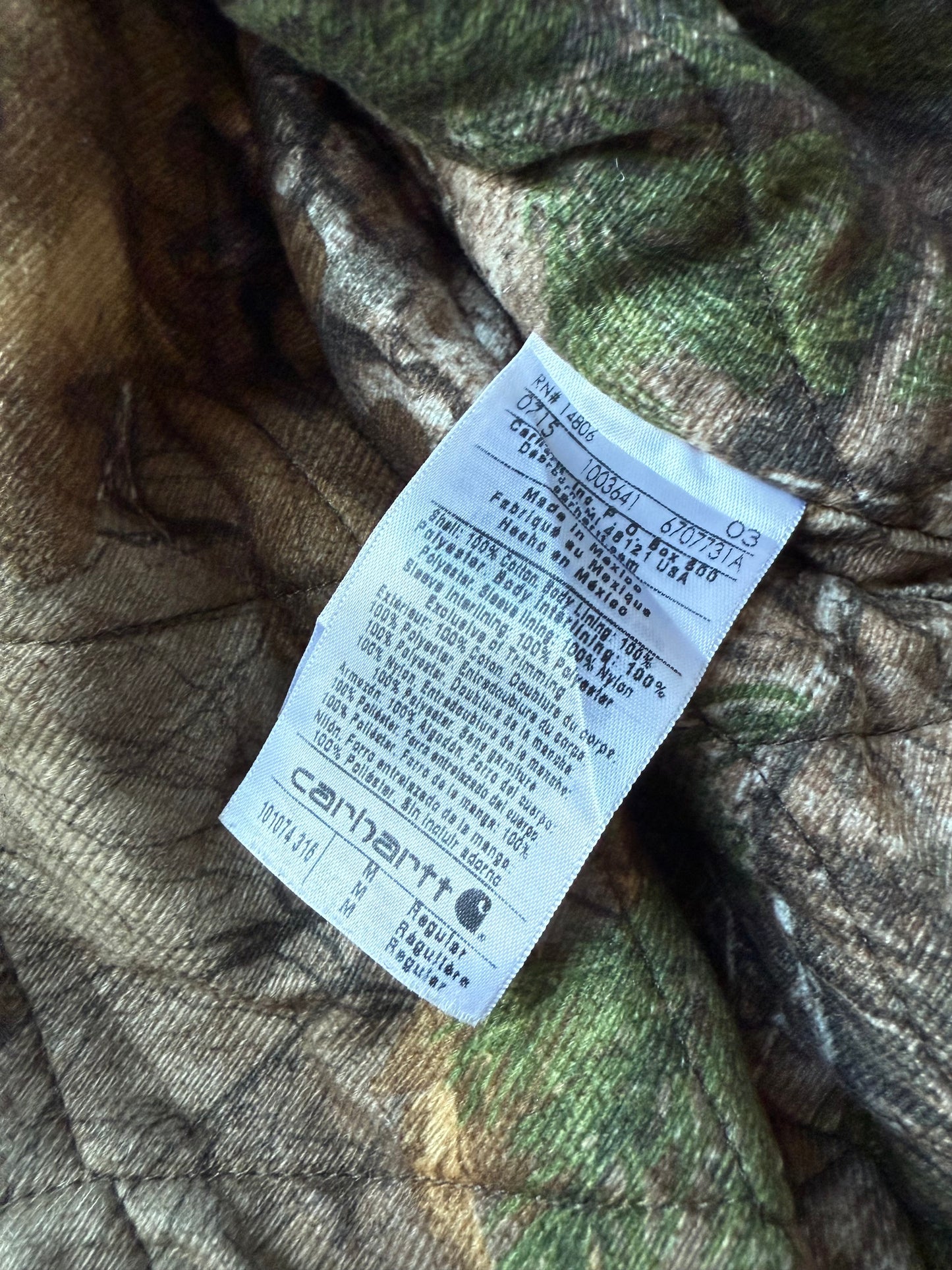 Faded Olive Green Realtree Lined Carhartt Active Jacket - Medium