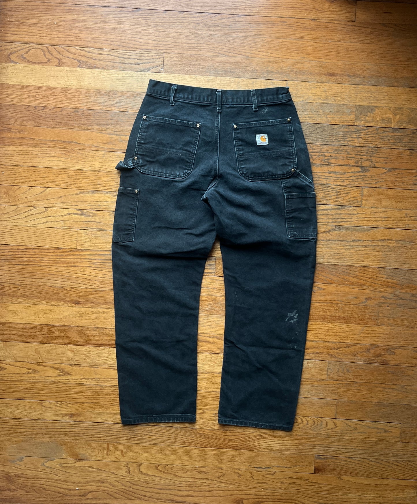 Faded Black Carhartt Double Knee Pants - 31 x 29