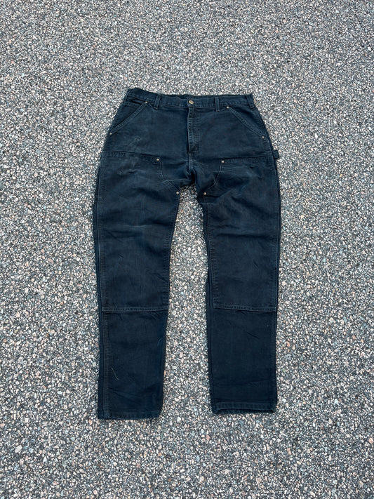 Faded Black Carhartt Double Knee Pants - 36 x 32