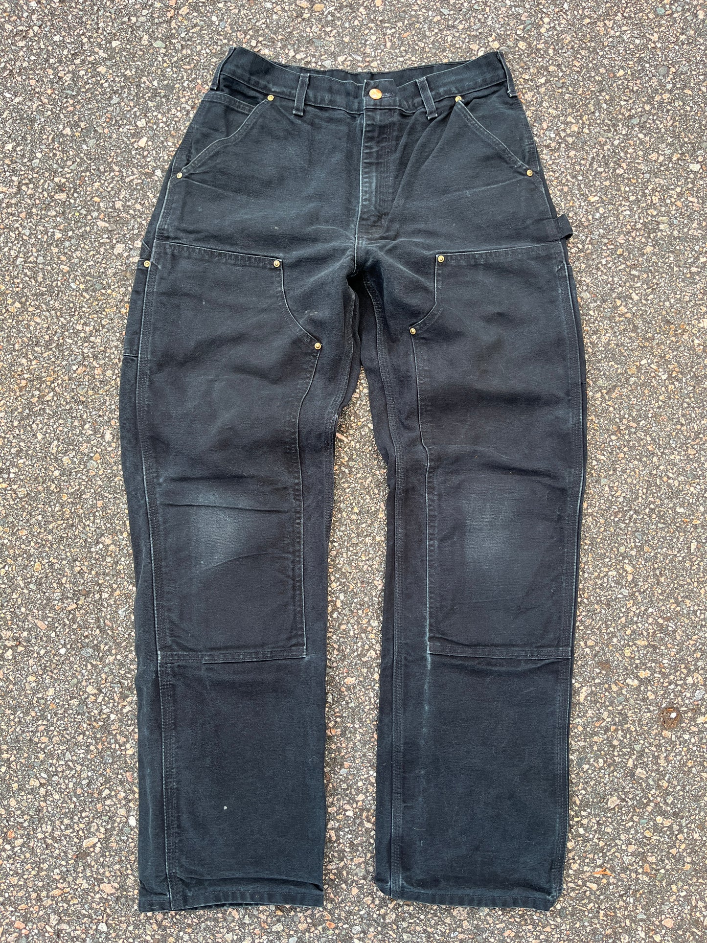 Faded Black Carhartt Double Knee Pants - 30 x 32