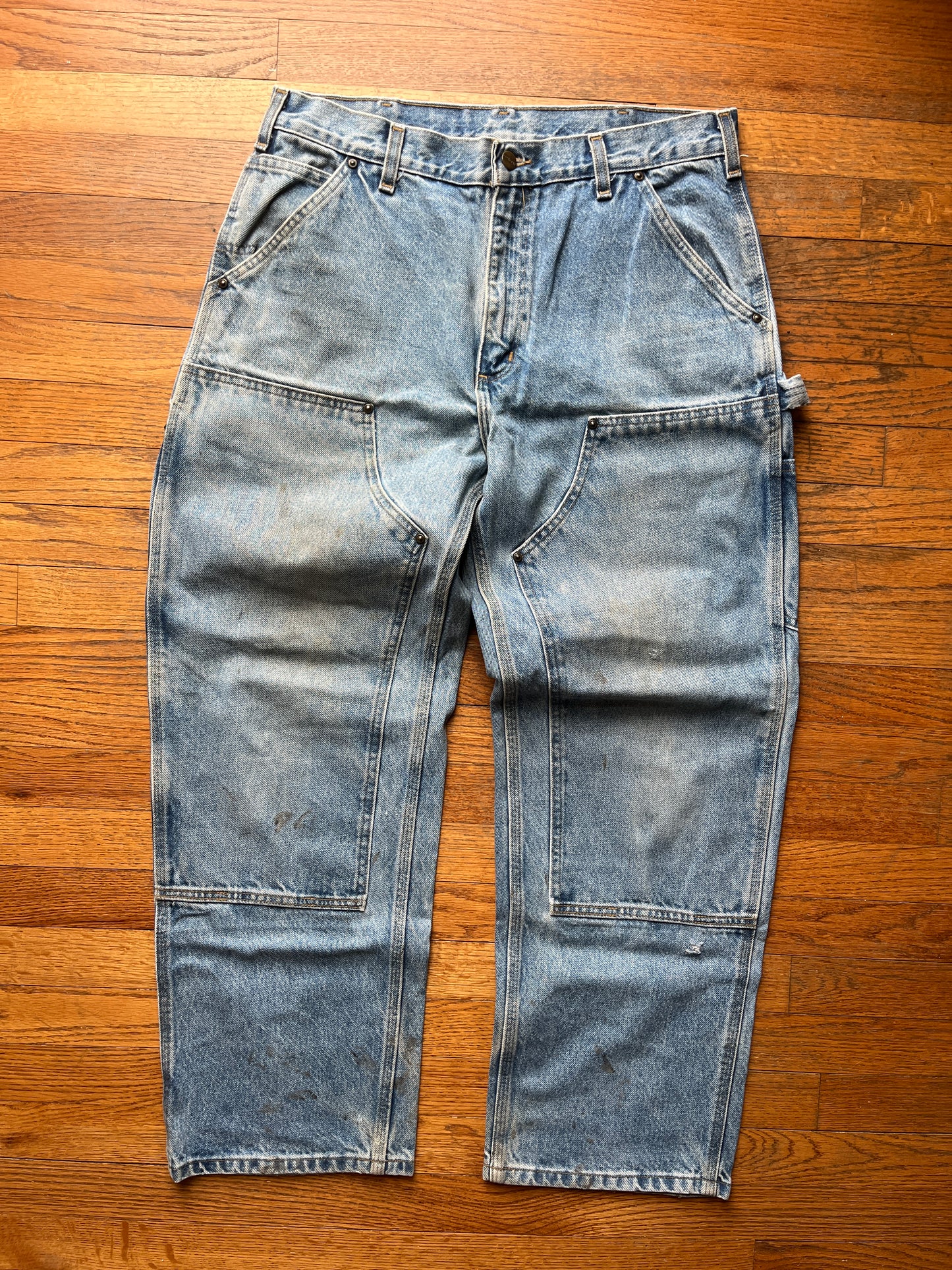 Faded Denim Carhartt Double Knee Pants - 34 x 29