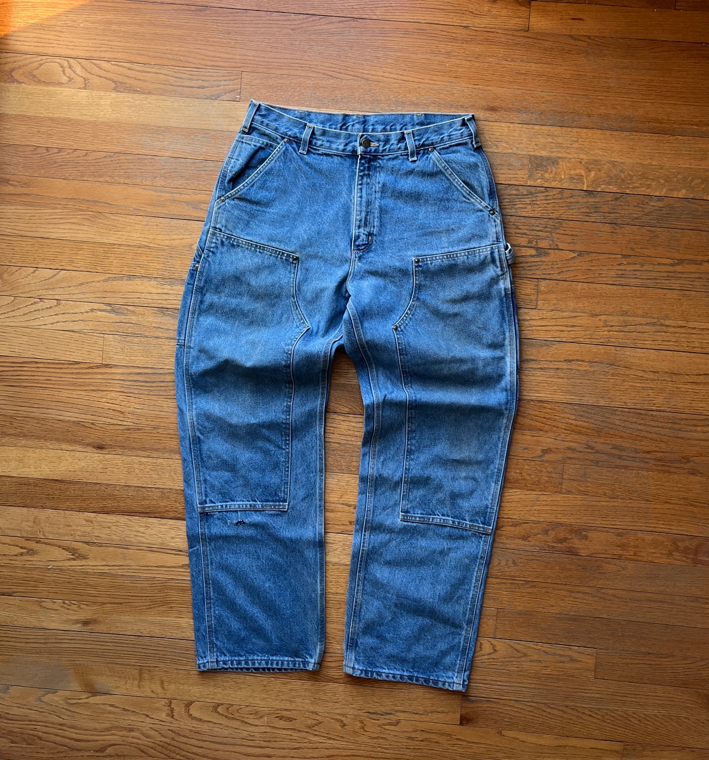 Faded Denim Carhartt Double Knee Pants - 34 x 32