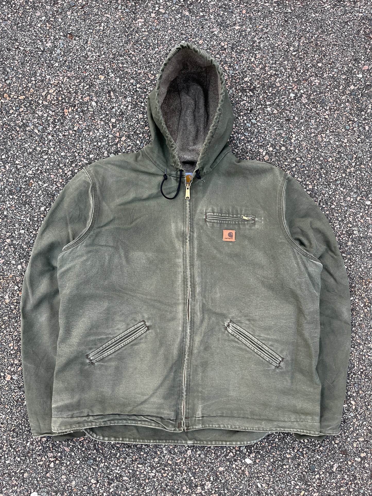 Faded Olive Green Carhartt Sherpa Lined Jacket - 2XL