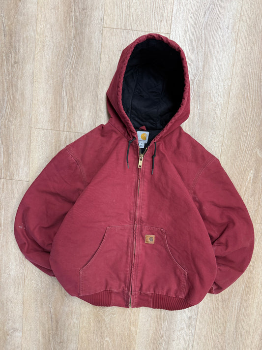 Faded Dark Red Carhartt Active Jacket - Medium