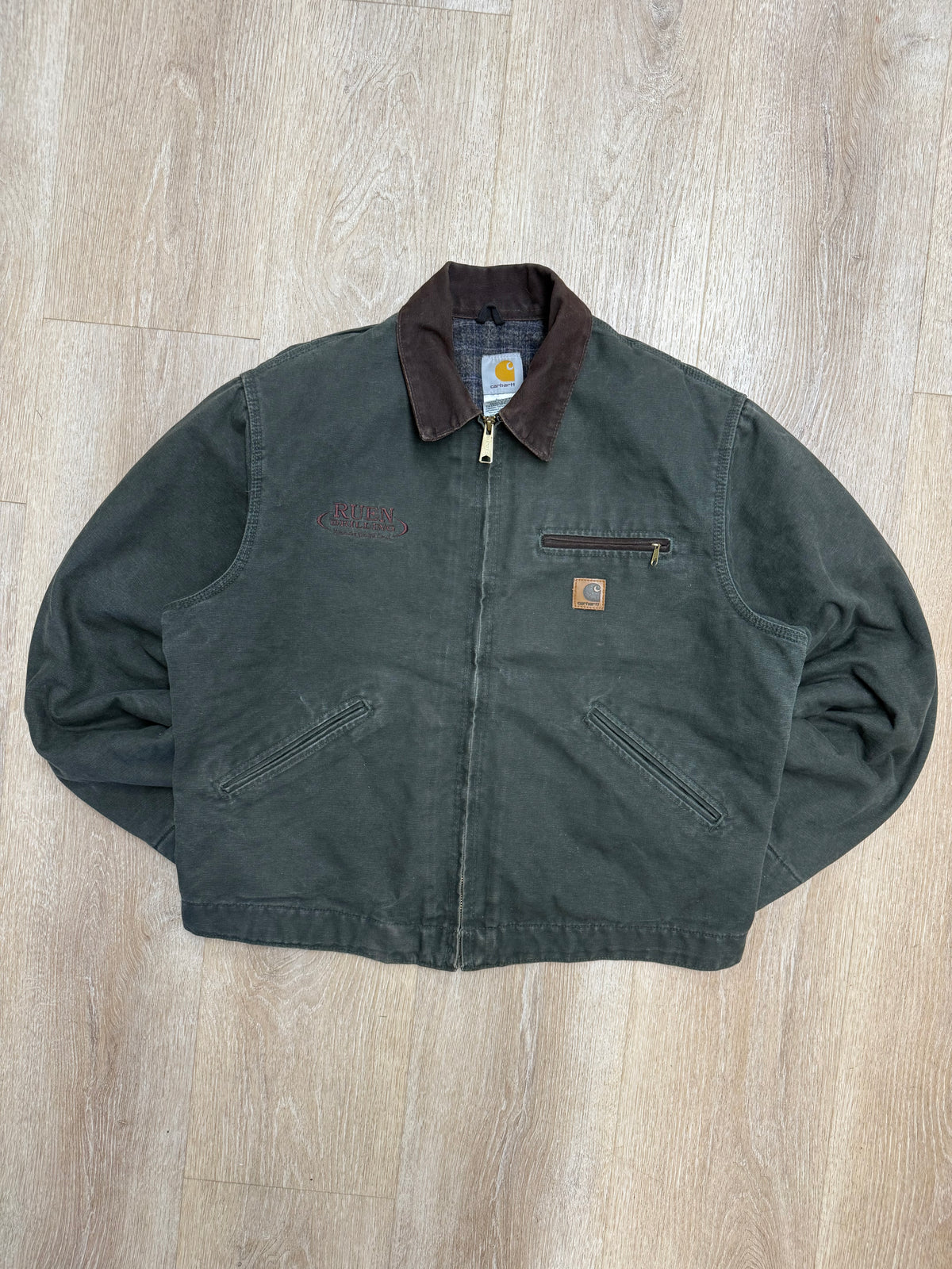 Faded Olive Green Carhartt Detroit Jacket - Large