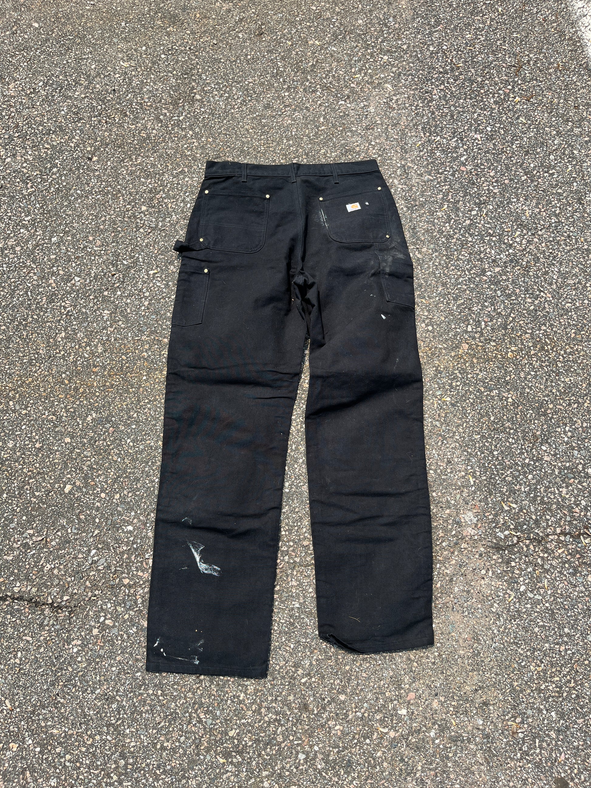 Painted Black Carhartt Double Knee Pants - 36 x 34