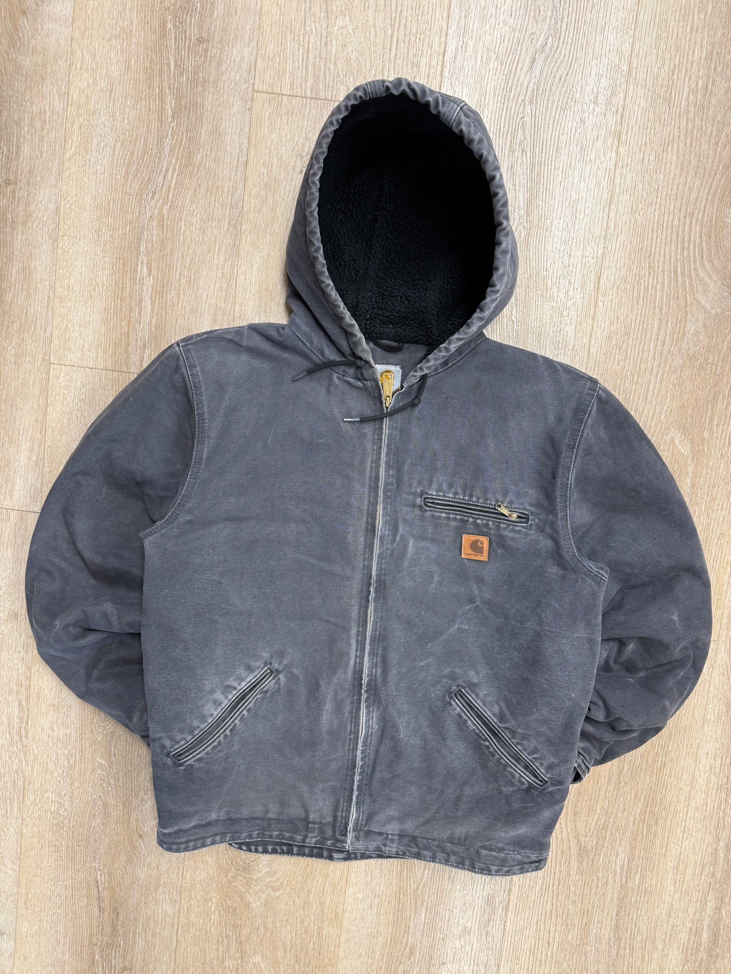 Faded Grey Sherpa Lined Carhartt Jacket - Medium