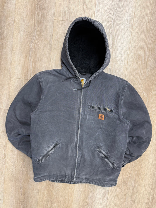 Faded Grey Sherpa Lined Carhartt Jacket - Medium