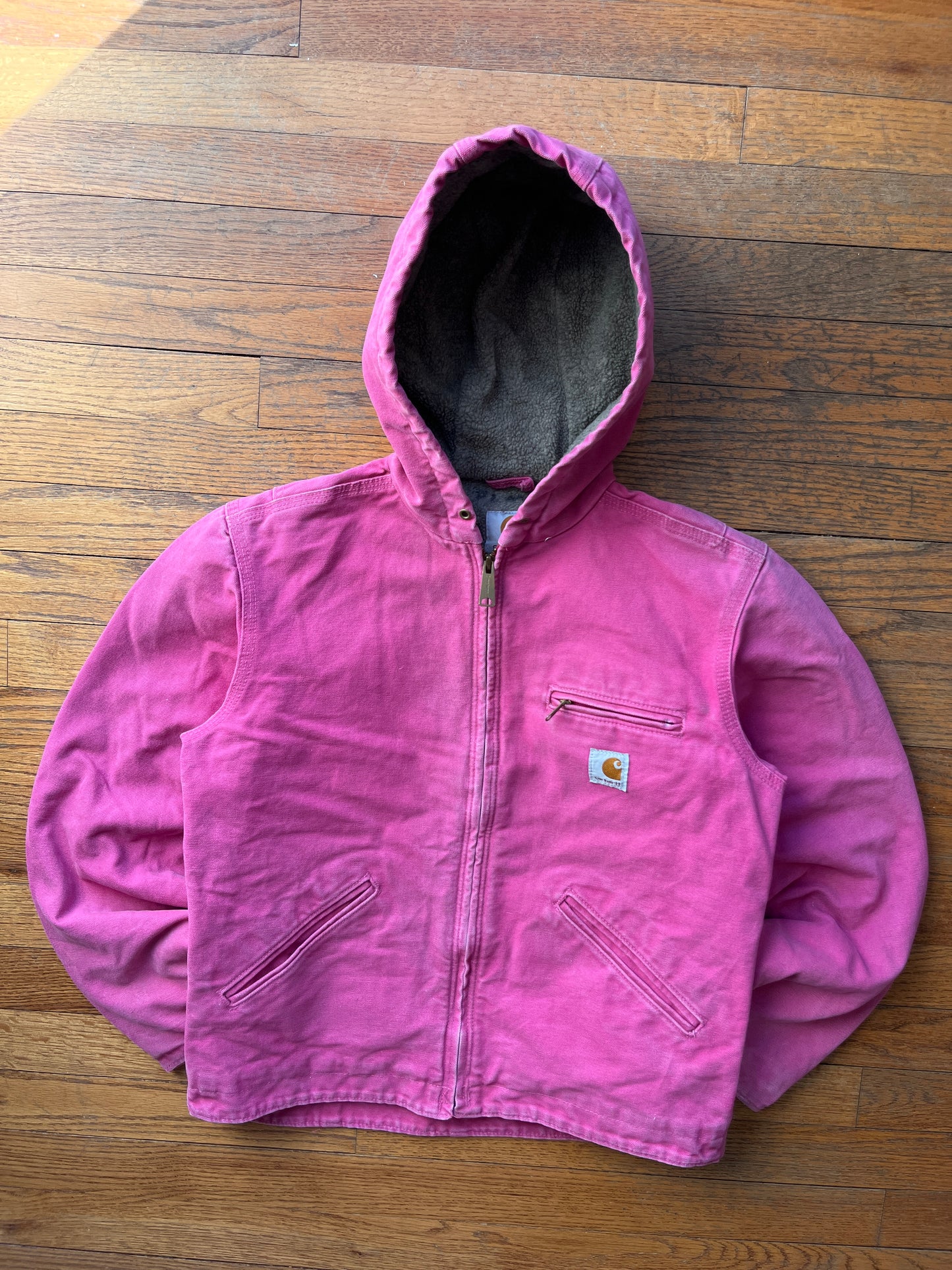 Faded Pink Carhartt Sherpa Lined Jacket - XS