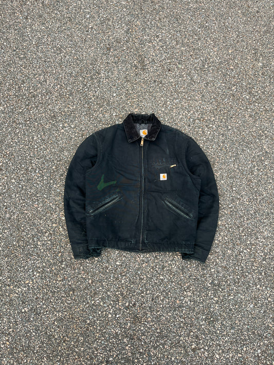 褪色和破旧黑色 Carhartt 底特律夹克 - 中号