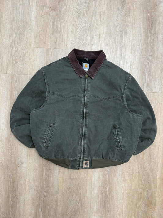 Faded Olive Green Carhartt Santa Fe Jacket - Boxy 2XL