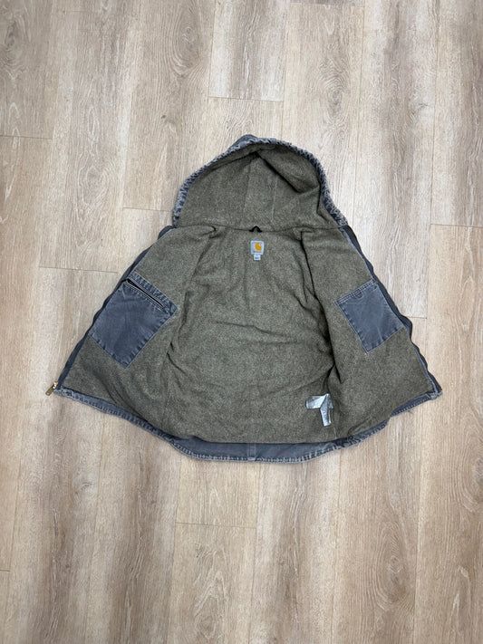 Faded Gravel Grey Carhartt Sherpa Lined Jacket - Medium