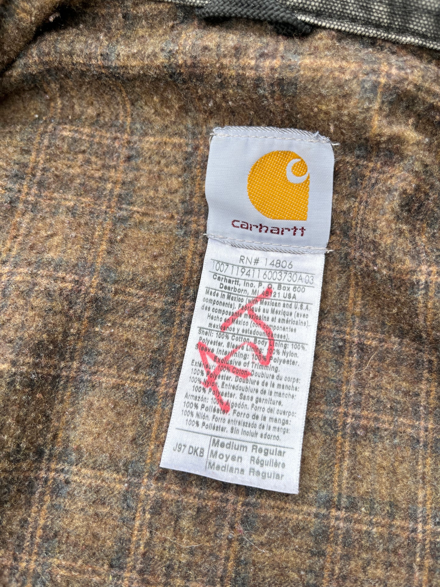 褪色棕色 Carhartt 底特律夹克 - 适合 SM