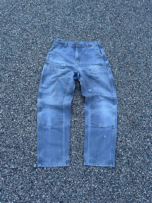 Faded Cement Grey Carhartt Double Knee Pants - 34 x 32