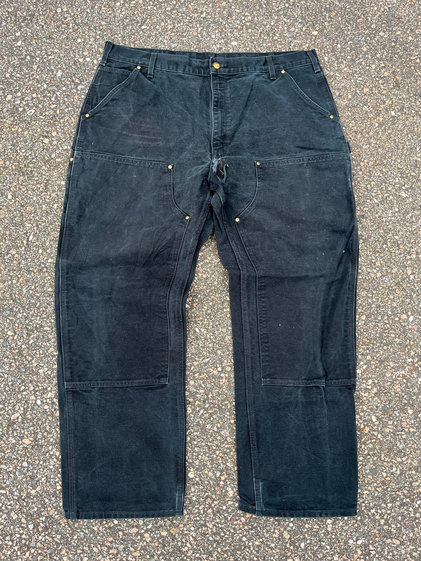 Faded Black Carhartt Double Knee Pants - 40 x 30