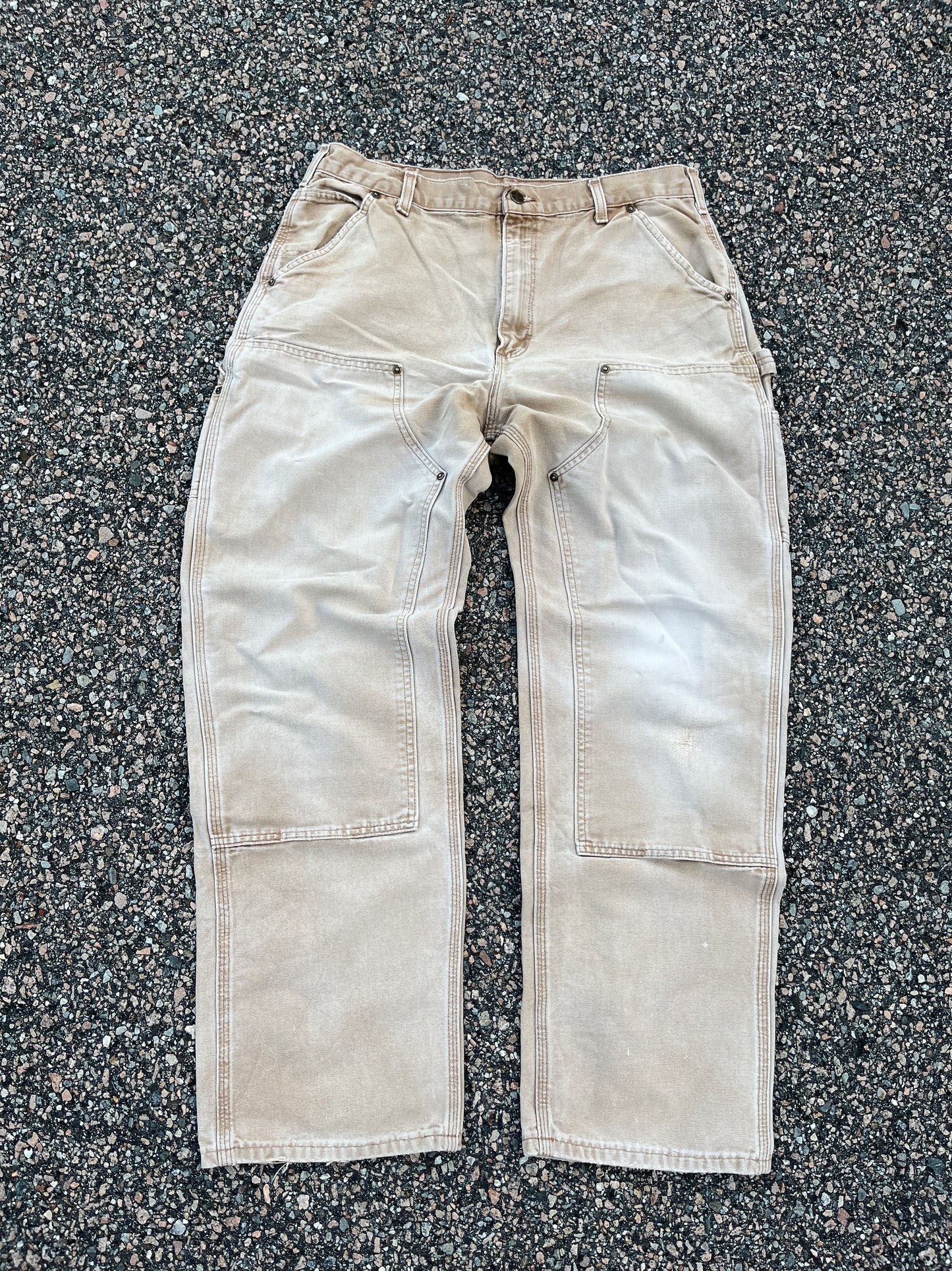 Faded Tan Carhartt Double Knee Pants - 34 x 31