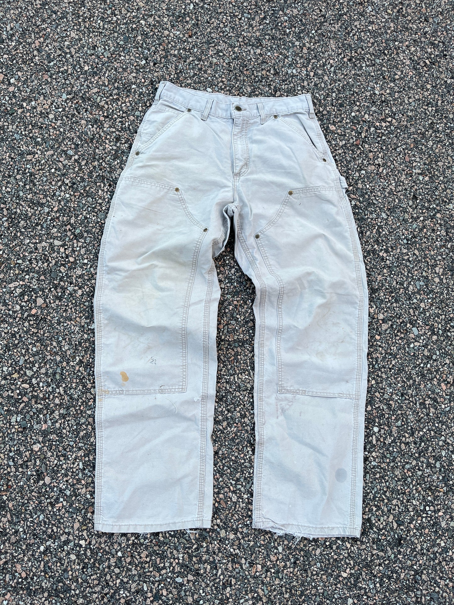 Faded Cream Carhartt Double Knee Pants - 30 x 29