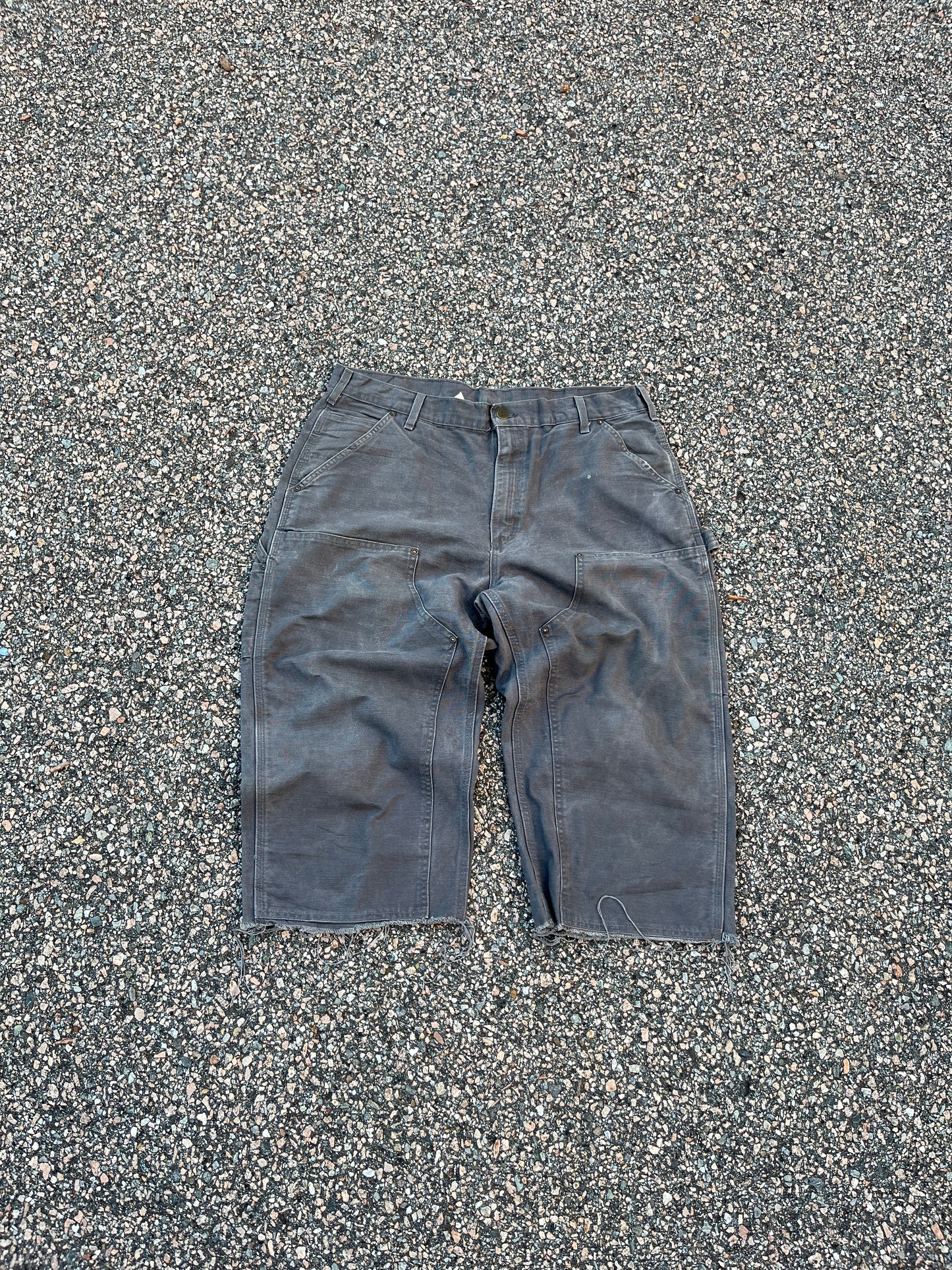 Faded Grey Carhartt Double Knee Pants - 36 x 19