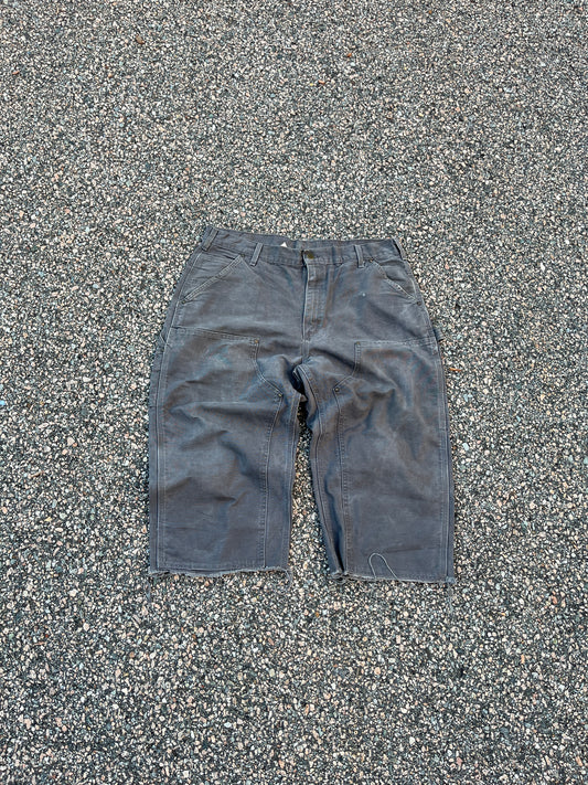 Faded Grey Carhartt Double Knee Pants - 36 x 19