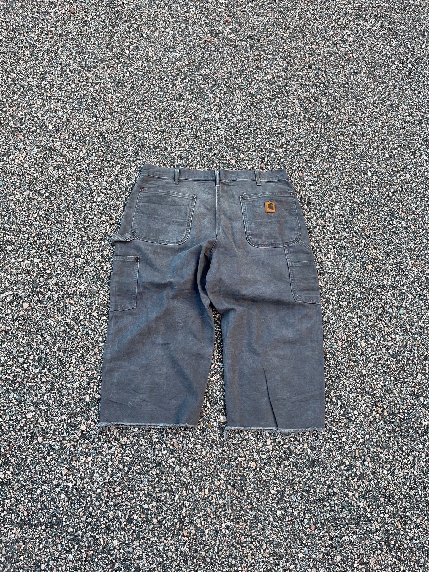 Faded Grey Carhartt Double Knee Pants - 36 x 19