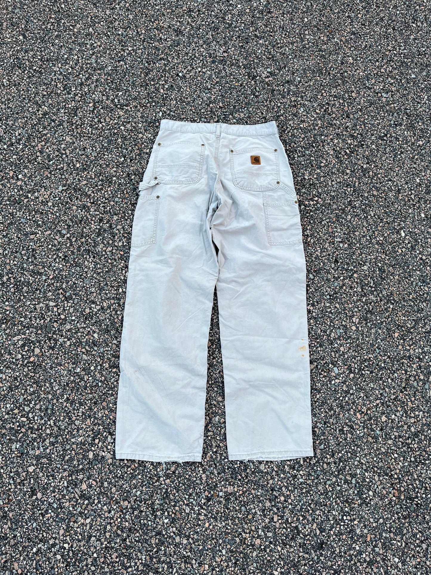 Faded Cream Carhartt Double Knee Pants - 30 x 29