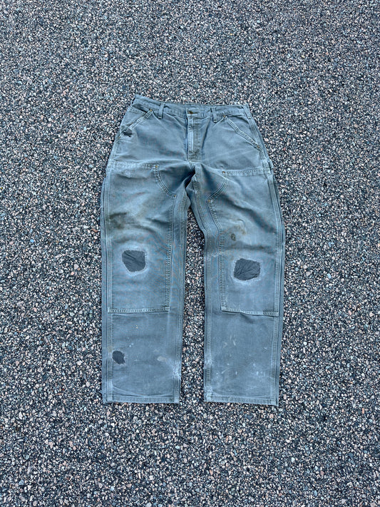 Faded Olive Green Carhartt Double Knee Pants - 33 x 30