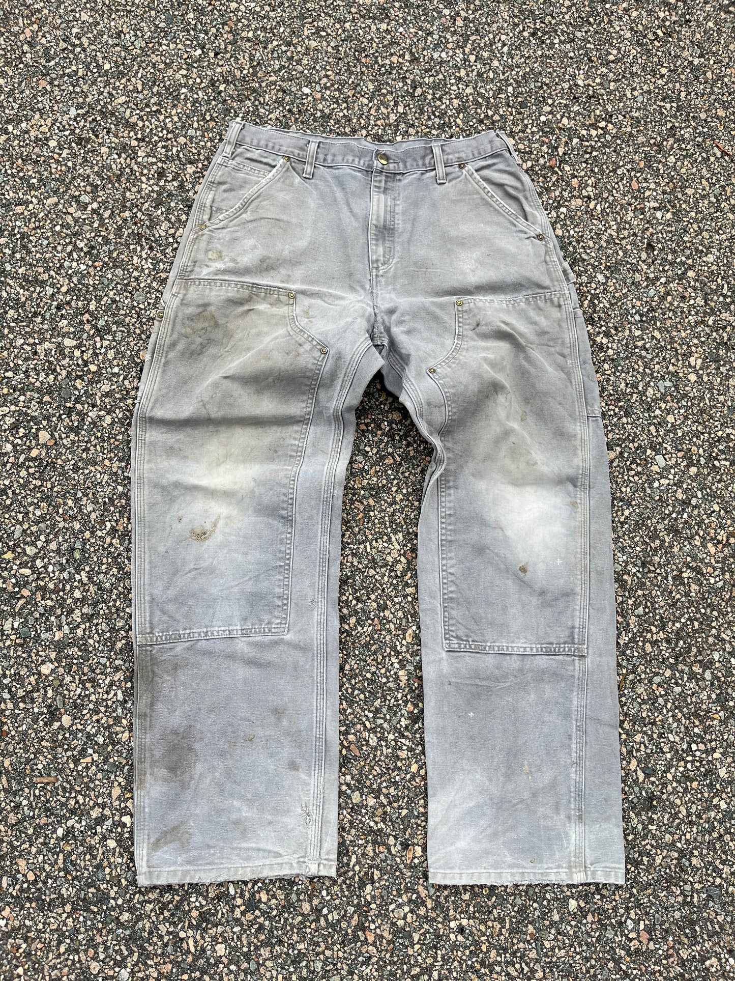 Faded Cement Grey Carhartt Double Knee Pants - 32 x 30