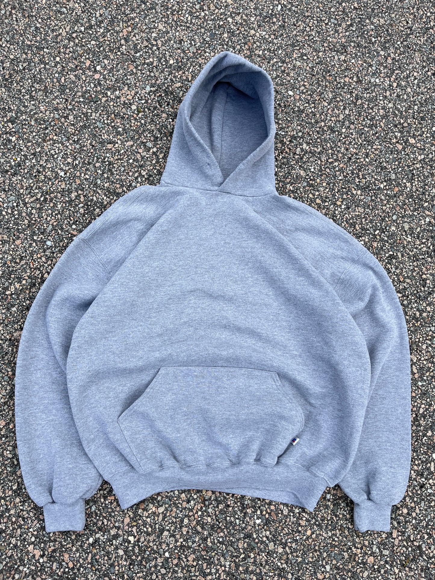 00’s Faded Heather Grey Russell Hoodie - Boxy Large
