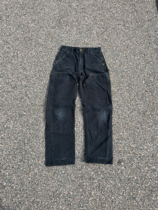 Faded Black Carhartt Double Knee Pants - 29 x 30