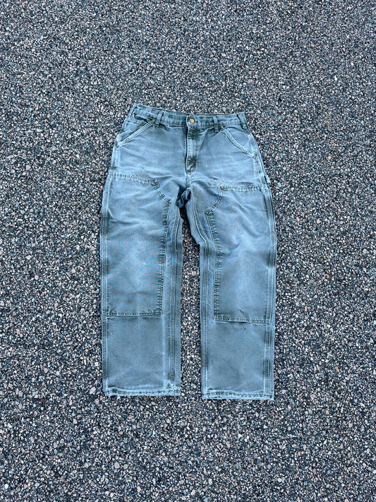 Faded Olive Green Carhartt Double Knee Pants - 32 x 28