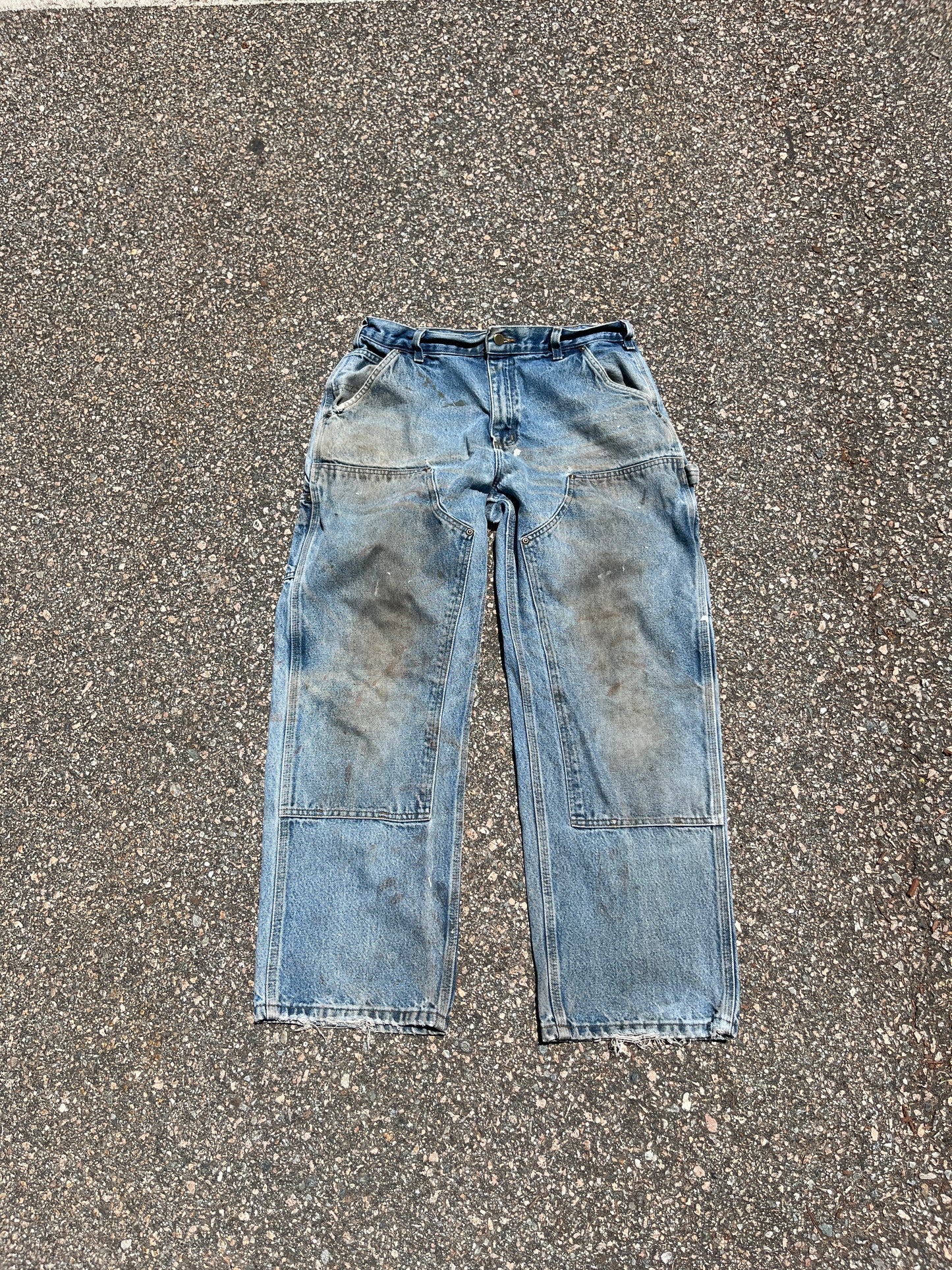 Faded Denim Carhartt Double Knee Pants - 32 x 28