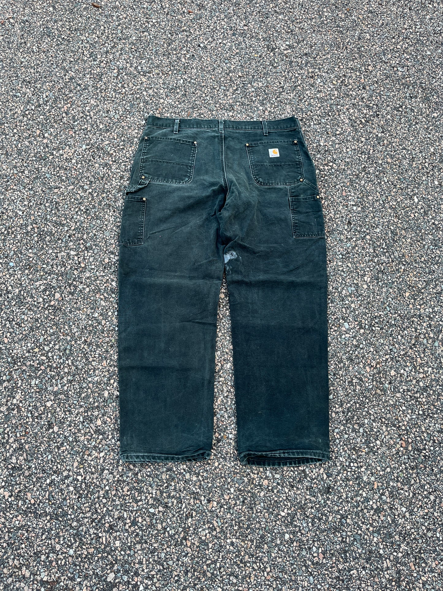 Faded Black Carhartt Double Knee Pants - 39 x 30