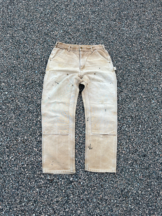 Faded Tan Carhartt Double Knee Pants - 32 x 30