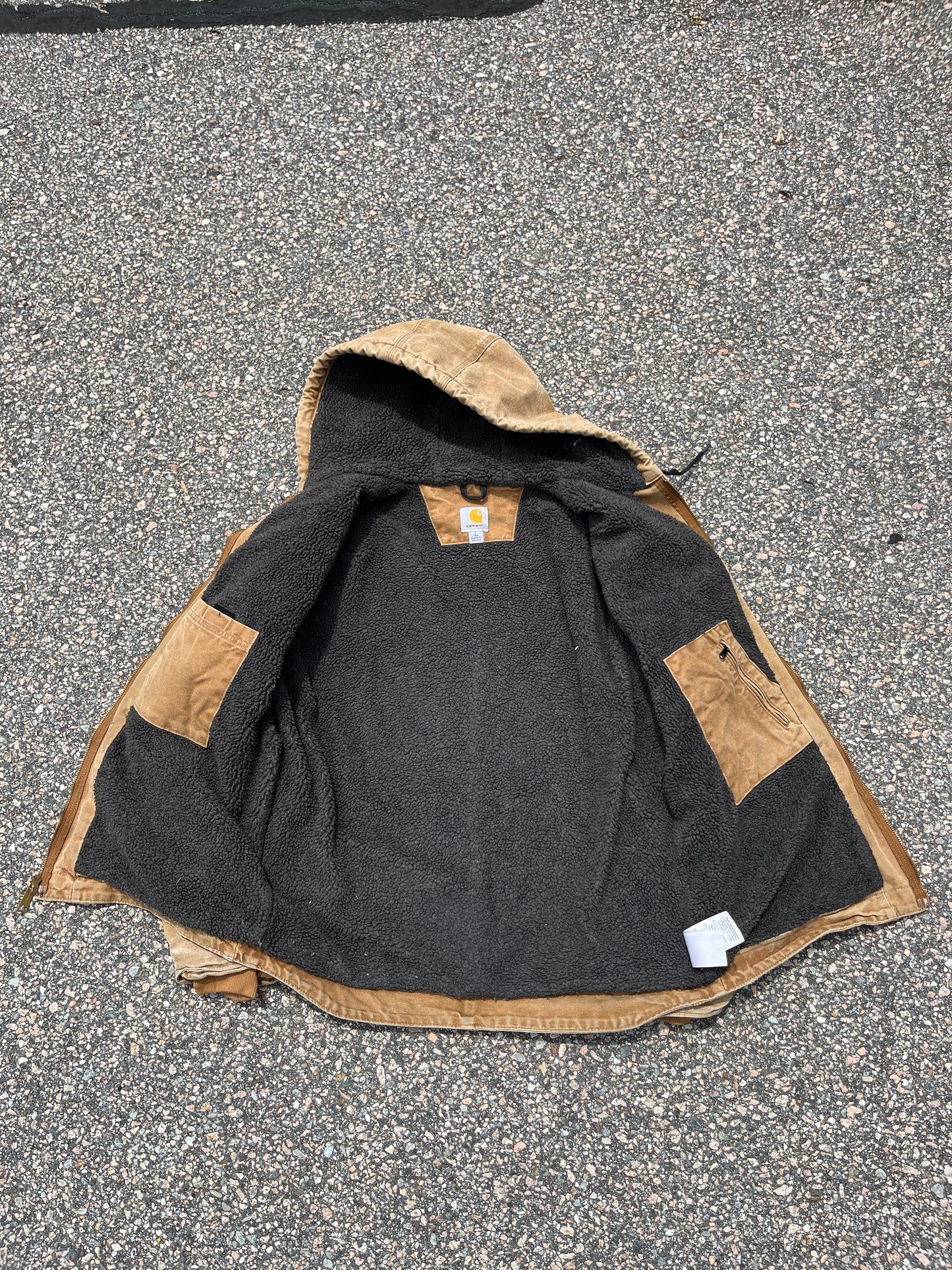 Faded Brown Sherpa Lined Carhartt Jacket - Large