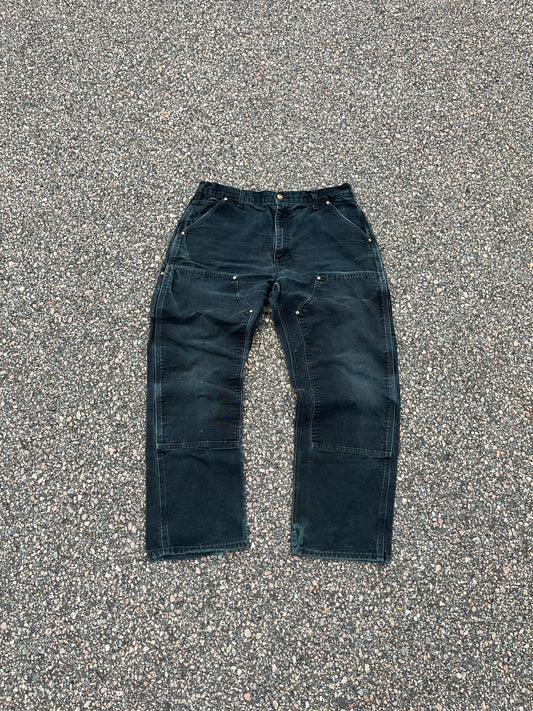 Faded Black Carhartt Double Knee Pants - 34 x 28