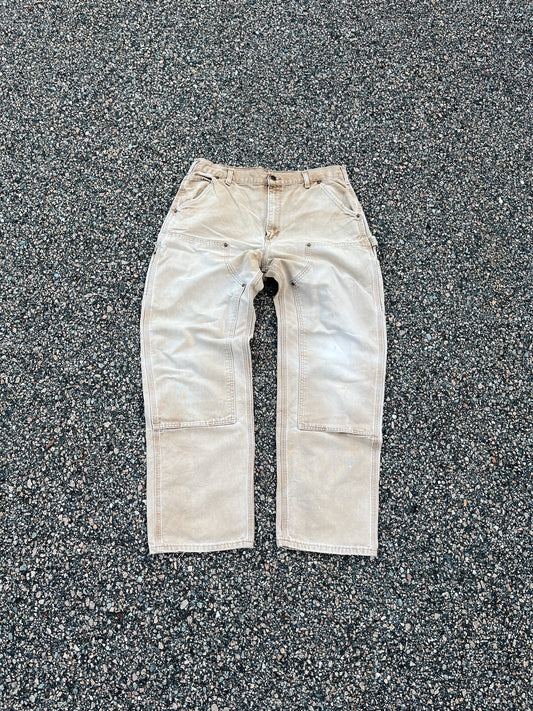 Faded Tan Carhartt Double Knee Pants - 34 x 31