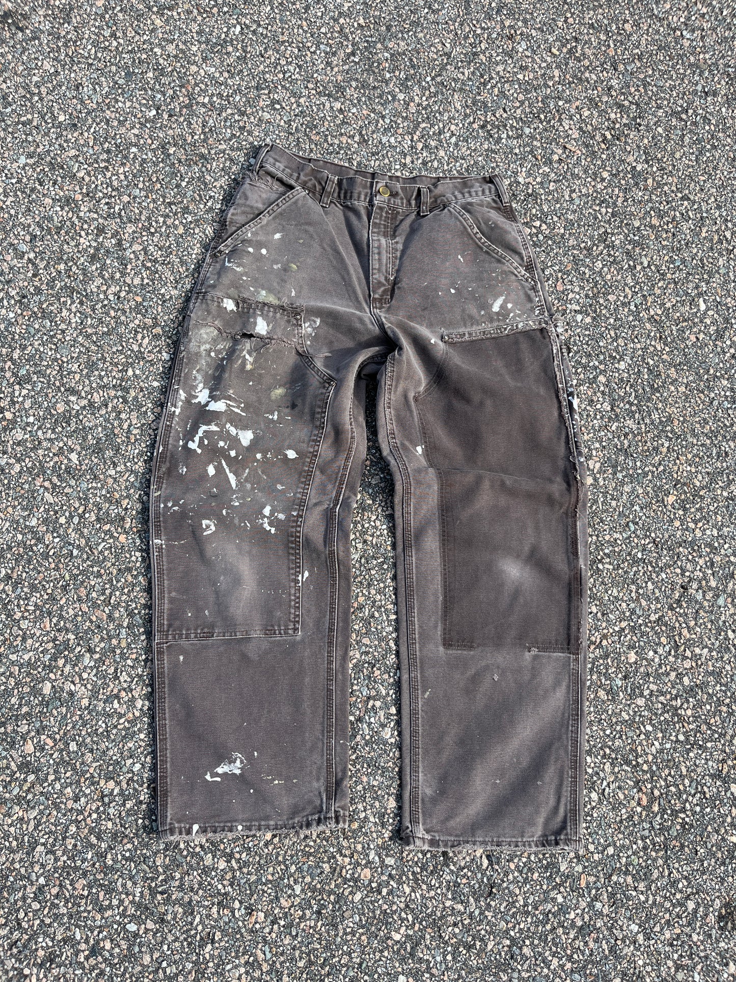 Faded Brown Carhartt Double Knee Pants - 31 x 29