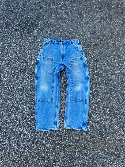 Faded Denim Carhartt Double Knee Pants - 34 x 31