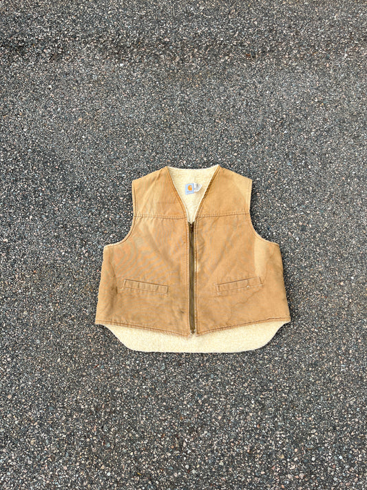 80 年代 Carhartt 褪色棕褐色背心 - 宽松大码