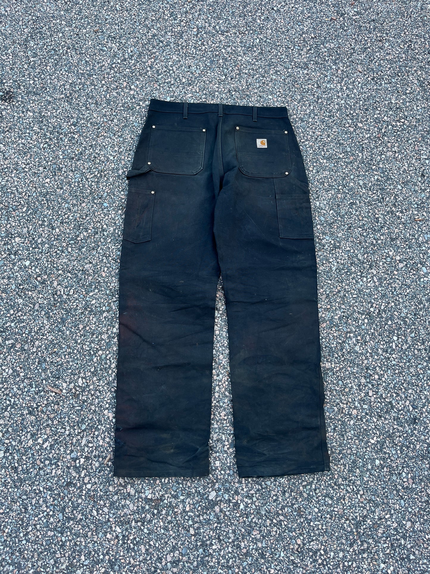 Faded Black Carhartt Double Knee Pants - 35 x 32