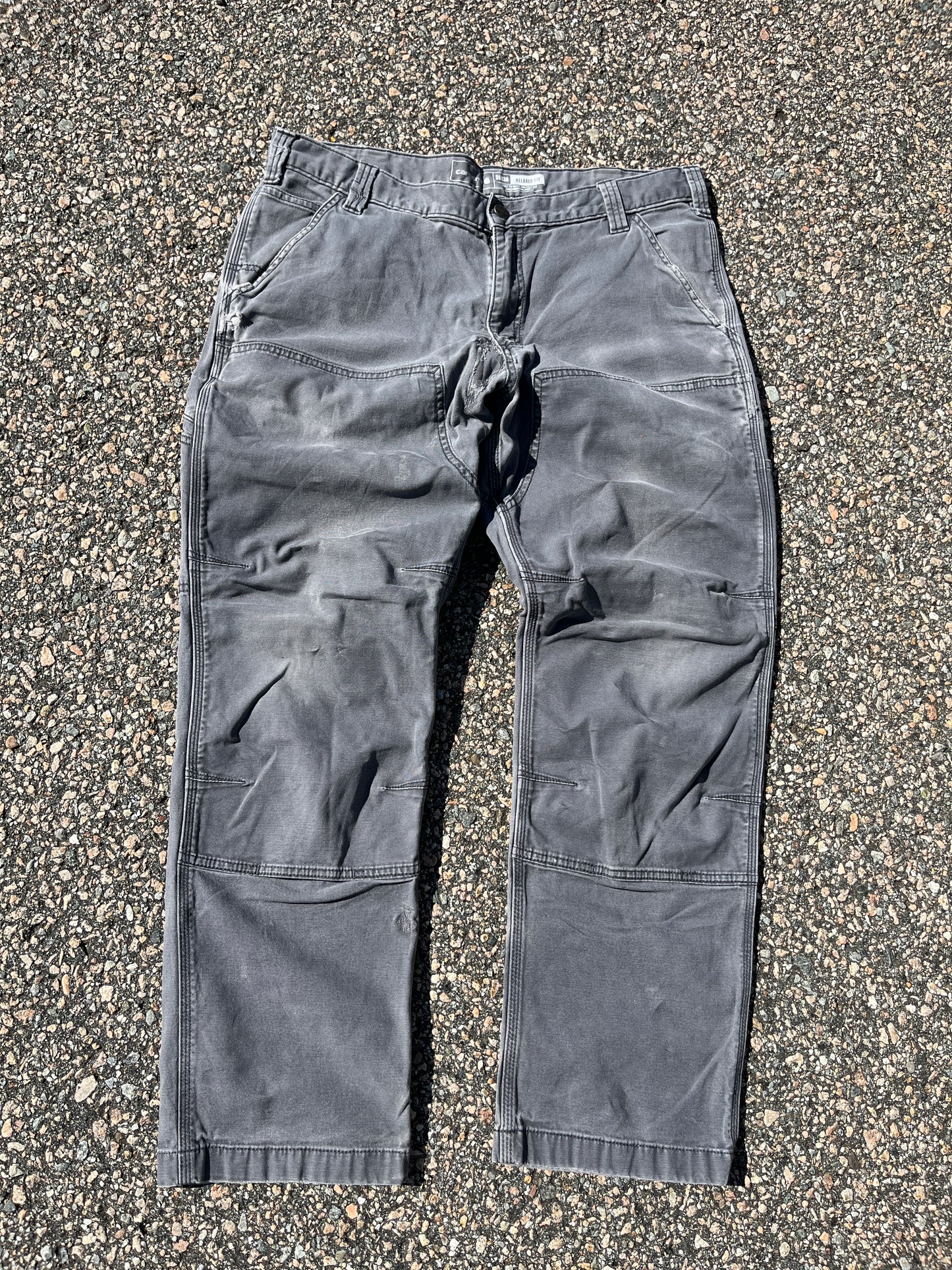 Faded Cement Grey Carhartt Double Knee Pants - 36 x 29