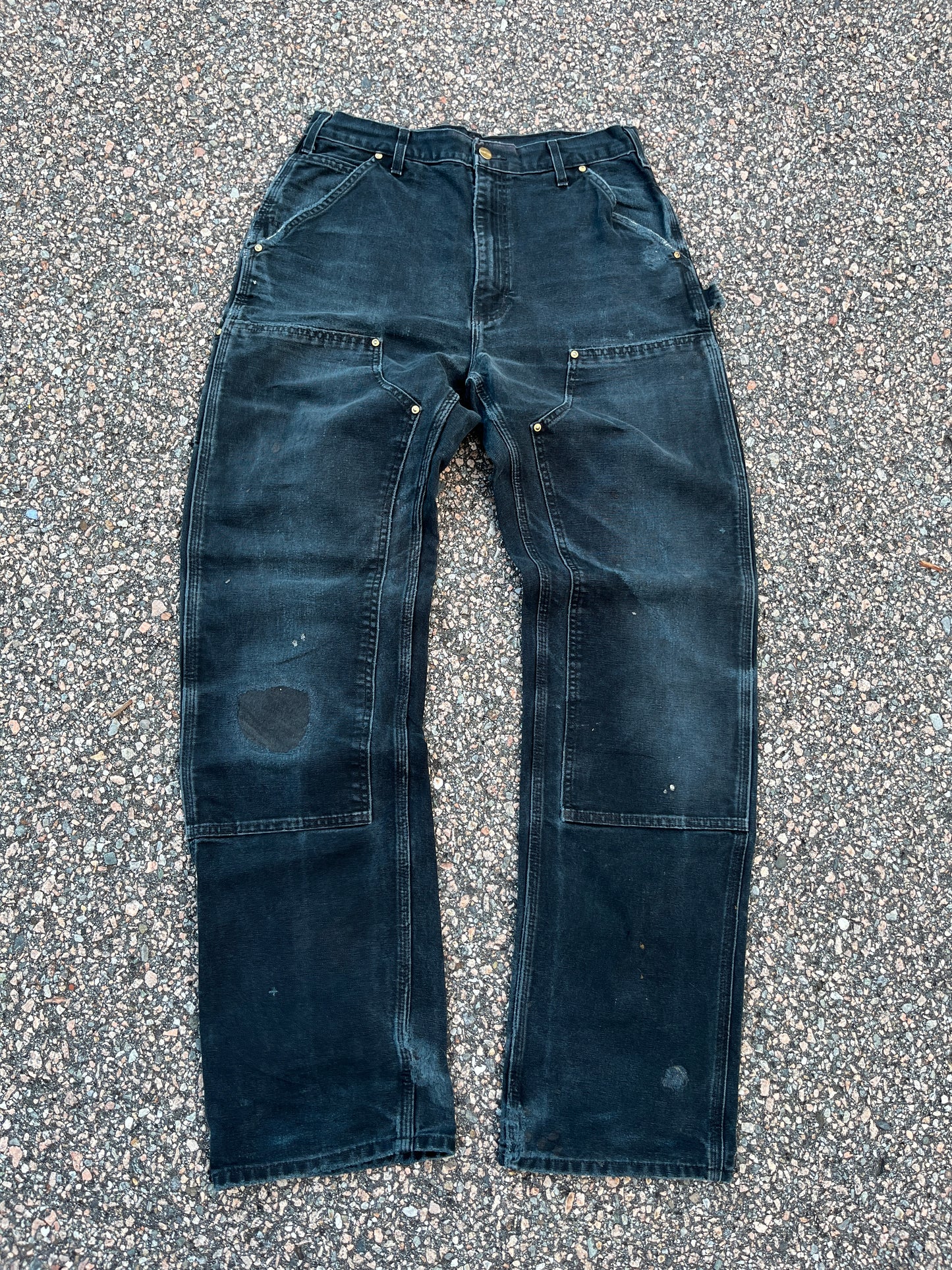 Faded Black Carhartt Double Knee Pants - 31 x 34