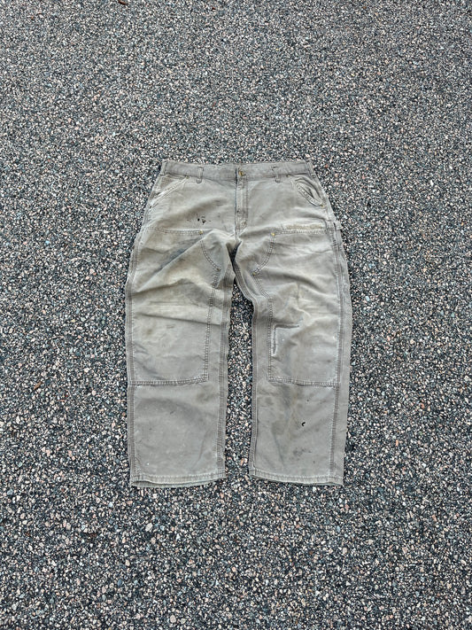 Faded Brown Carhartt Double Knee Pants - 38 x 29