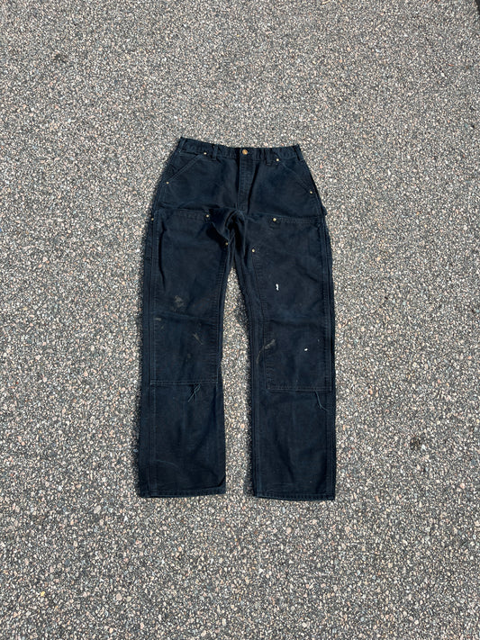 Faded Black Carhartt Double Knee Pants - 31 x 32