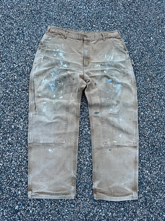 Faded Tan Carhartt Double Knee Pants - 40 x 31