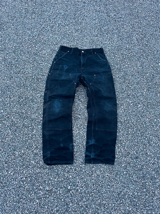 Faded Black Carhartt Double Knee Pants - 33 x 31