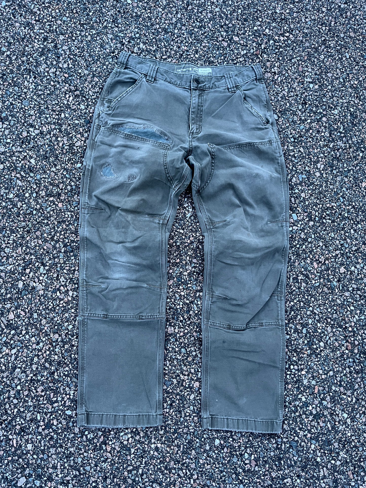 Faded Cement Grey Carhartt Double Knee Pants - 30 x 28