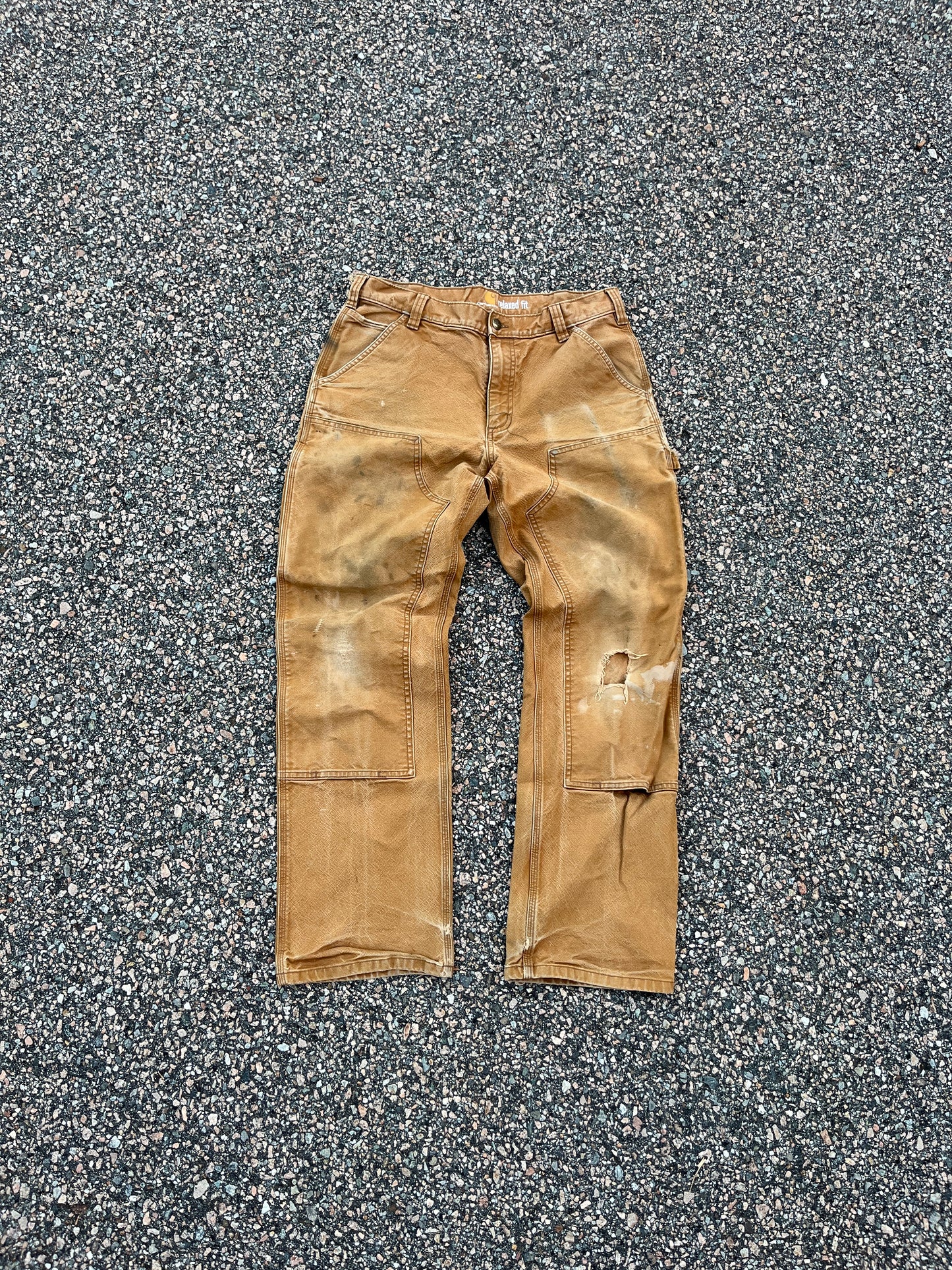 Faded Tan Carhartt Double Knee Pants - 32 x 30
