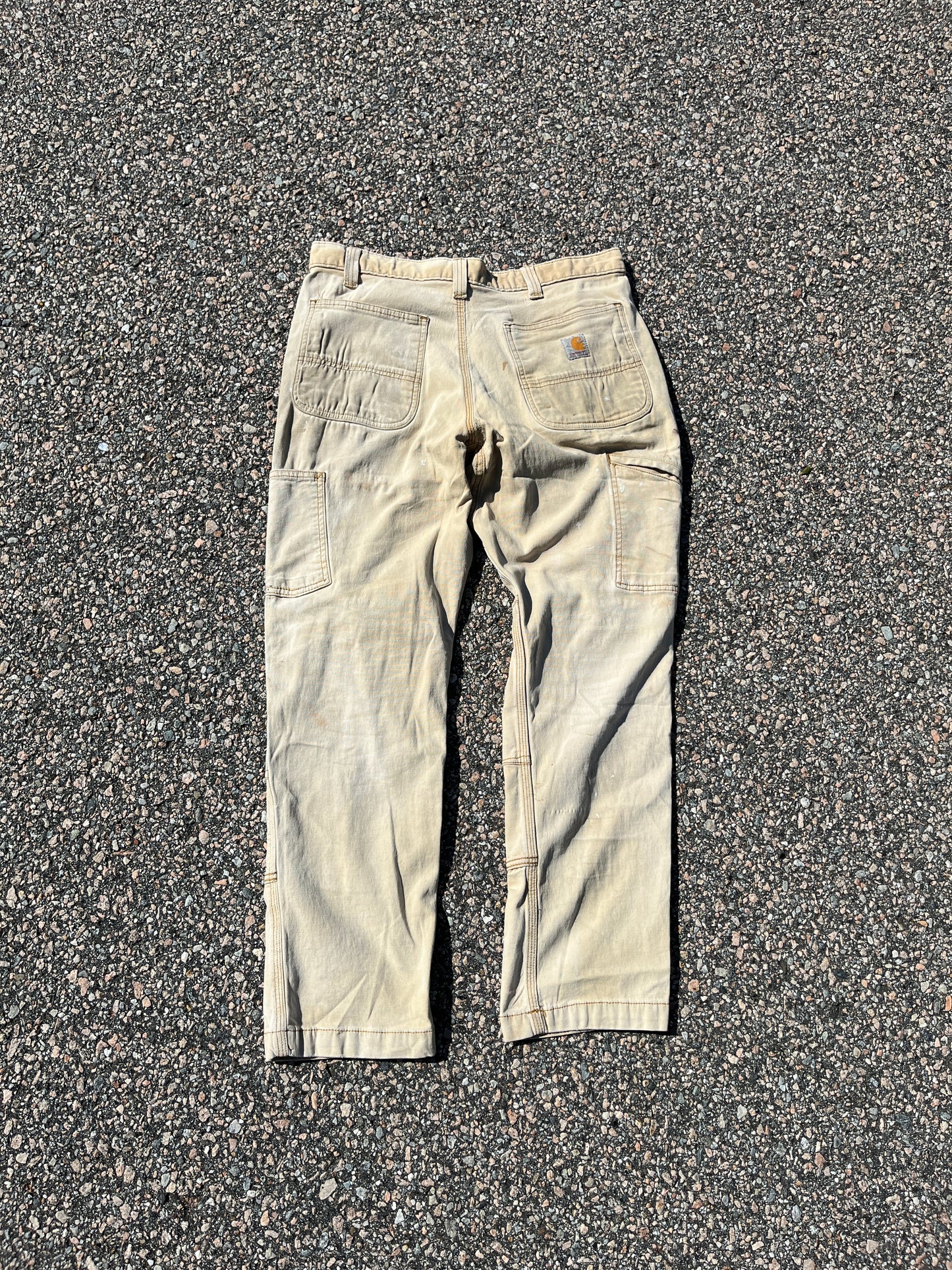 Faded Tan Carhartt Double Knee Pants - 33 x 29
